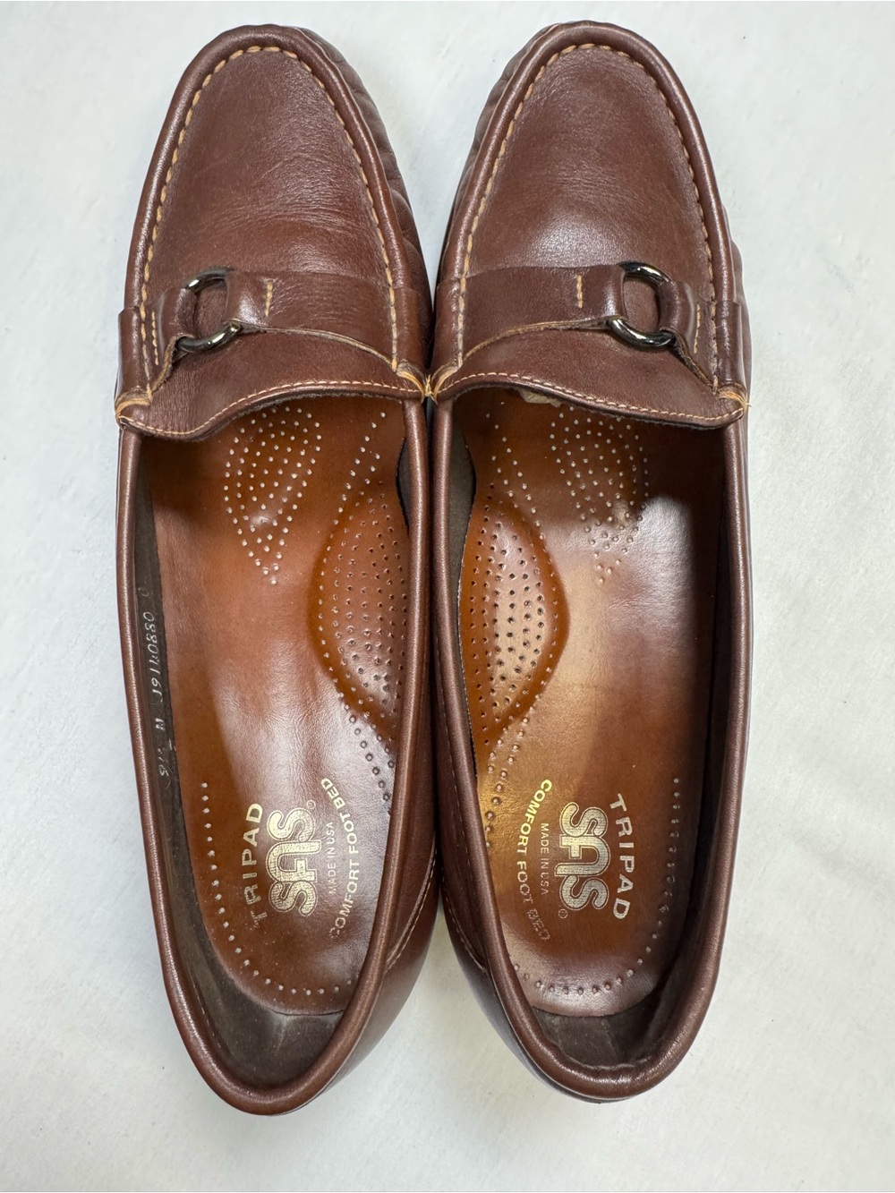 SAS Easier Antique Brown Leather Tripad Wedge Comfort Slip On Loafers 9.5N